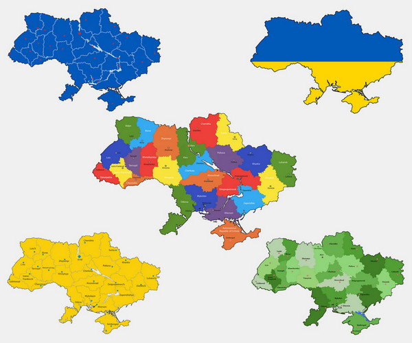 Ukraine Map Vector - Several Images