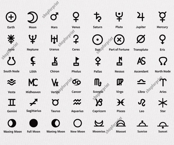 Astrology Vector Pack. 48 Images.