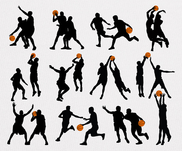Basketball Silhouette Vector. 12 Several Images.