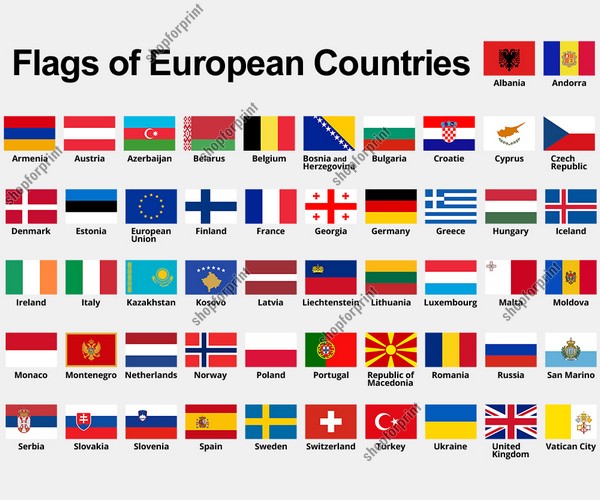 Flags Of European Countries With Names In Vector 52 Pictures